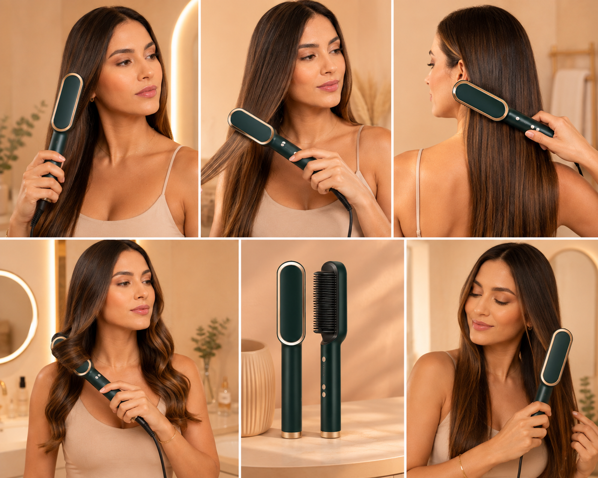 Cepillo Alisador 3 en 1 – Alisa y Riza sin Dañar tu Pelo